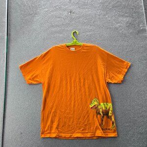 Golf Wang Men Shirt M Orange Dinosaur Streetwear Graphic Print Short Sleeve